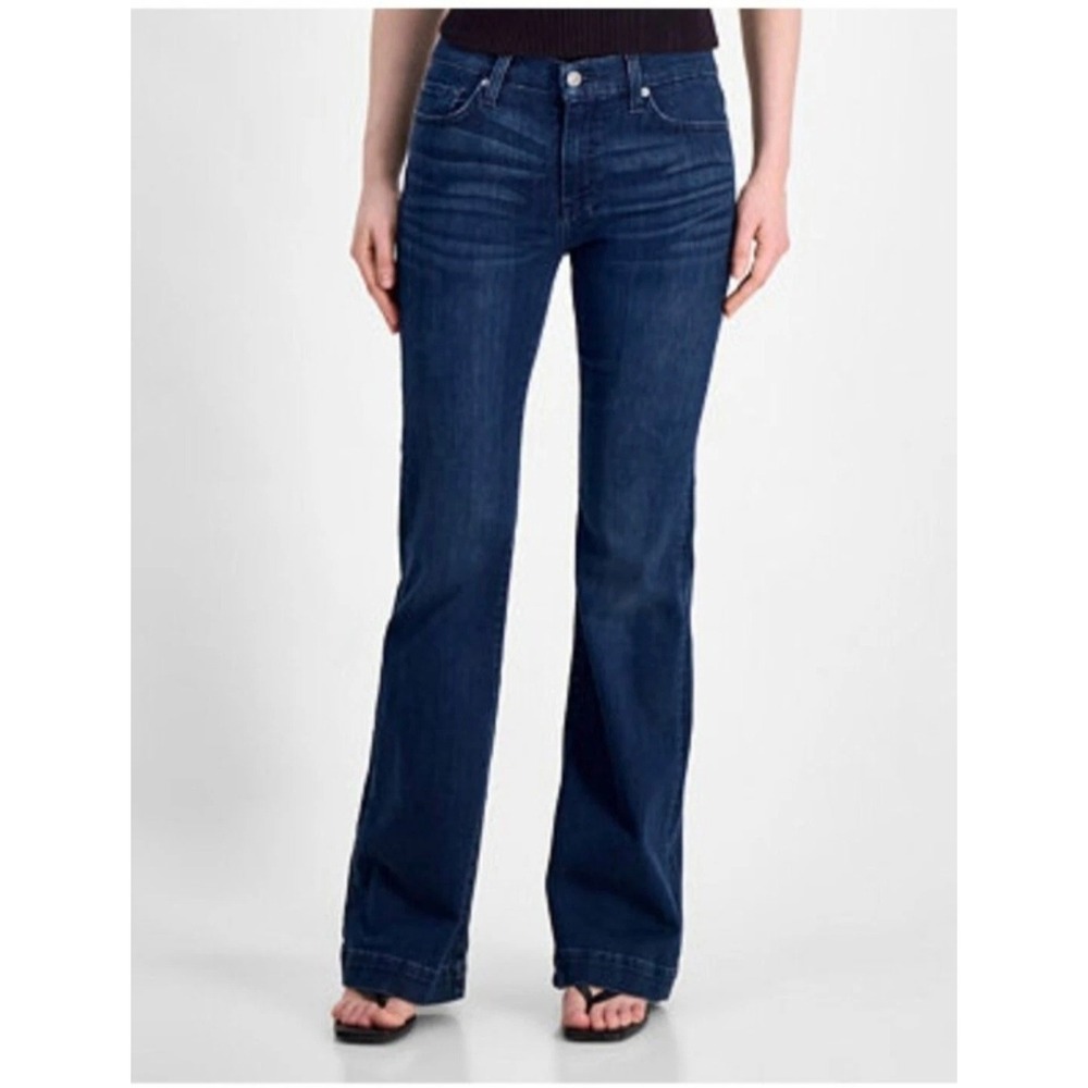 7 For All Mankind Dojo Wide Leg Trouser Jeans Dark Wash Indigo Flare Denim